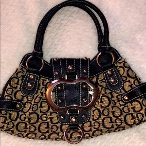 Guess small hobo handbag ostrich print handle/trim